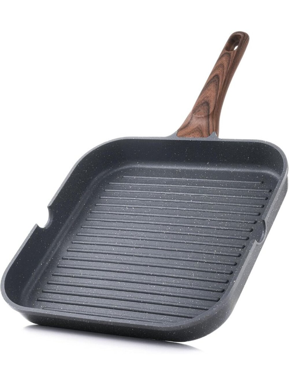 Versatile Nonstick Grill Pan with Pour Spouts, 9.5" Square Skillet for